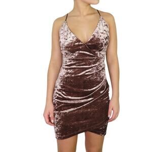 Forever 21 Purple Crushed Velvet Dress Sexy Spaghetti Strap Going Out Small